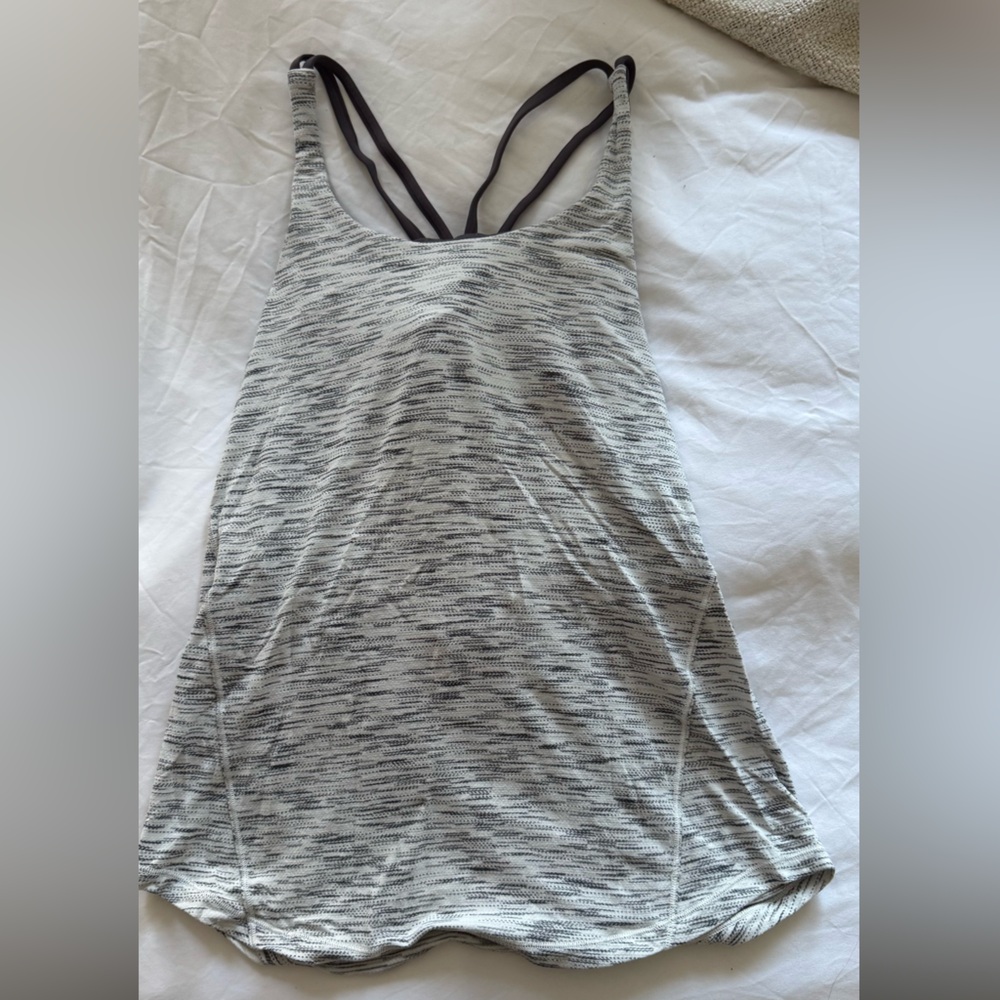 Lululemon Heathered Gray and Lavender Top with built in Sports Bra